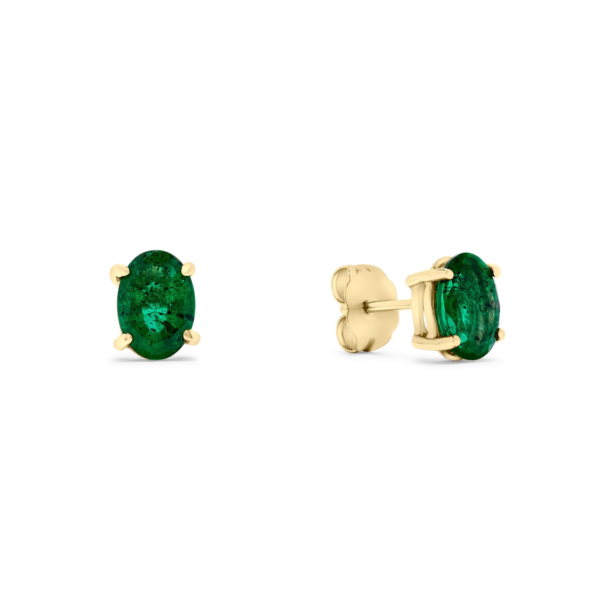 Yellow Gold Oval Emerald Stud Earrings Maison Birks Salon